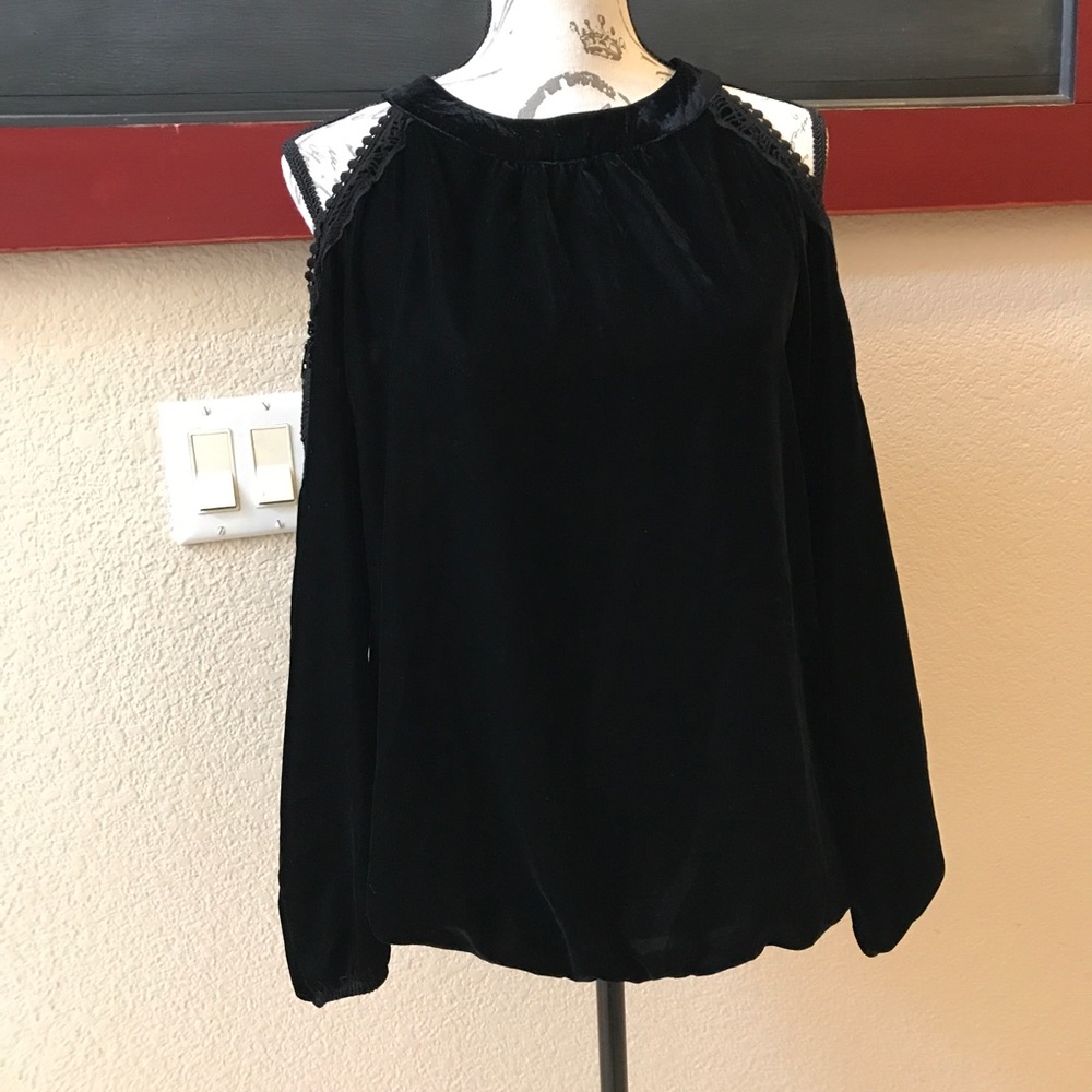 Black Velvet Cold Shoulder Top